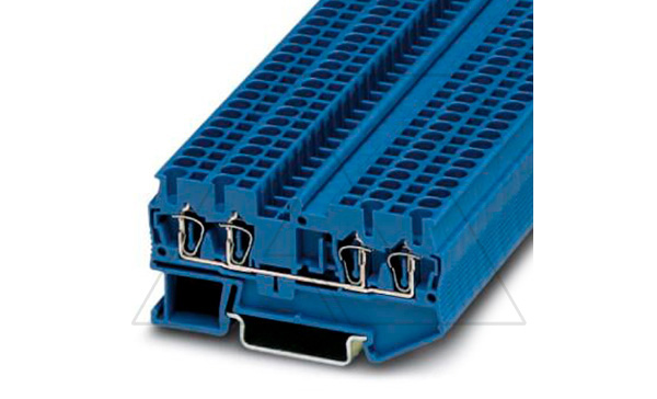 Клемма проходная ST 2,5-QUATTRO BU /5,2mm, пружинная, 4 присоед., 2,5(max 4)mm2, 24A, 800V, синяя Клемма проходная ST 2,5-QUATTRO BU /5,2mm, пружинная, 4 присоед., 2,5(max 4)mm2, 24A, 800V, синяя