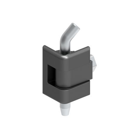 Петля угловая на одно крепление 311, металл/черное напыление со стальным штифтом 180°, 1,2-1,8мм