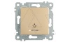 Rita - Выключатель кнопочный с подсветкой, символ - лампа, пруж. зажимы, золото доре