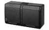 HERMES - Розетка 2x2P+E, 16A/250V, с крышкой, IP44, черный от интернет-магазина amperkin.by