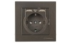 Rita - Розетка 2P+E, с 2xUSB Type A 2,4A (однопостовой монтаж в комплекте с рамкой), дымчатый