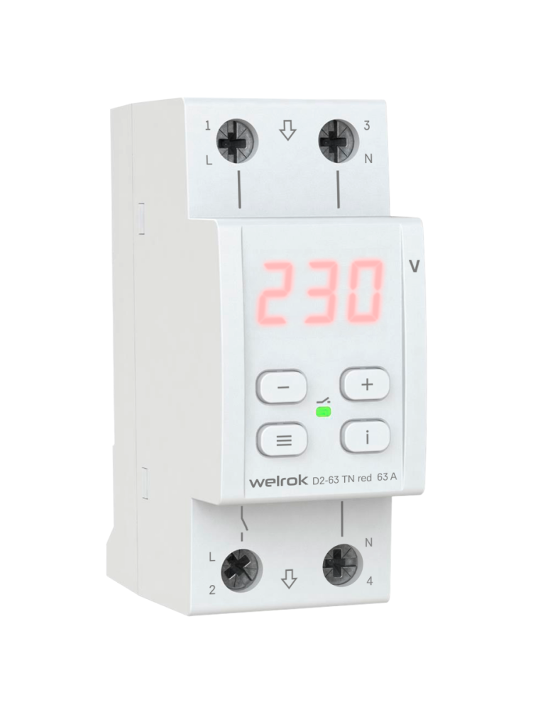 Реле напряжения welrok D2-63 TN red от интернет-магазина amperkin.by