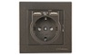 Rita - Розетка 2P+E, с 2xUSB Type A 2,4A (однопостовой монтаж в комплекте с рамкой), дымчатый от интернет-магазина amperkin.by