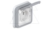 PLEXO - Розетка 2P+E, IP55, фр. стандарт, встроенный монтаж, в сборе, пруж. зажимы, серый