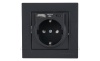 Rita - Розетка 2P+E, USB Type A, USB Type С, 2,4A (однопостовой монтаж в комплекте с рамкой), черный мат