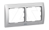 Galea Life - Рамка Metallic на 2 поста горизонтальная, Brushed Aluminium
