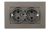 Rita - Розетка двойная 2x2P+E, (в комплекте с рамкой), антрацит от интернет-магазина amperkin.by