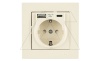 Rita - Розетка 2P+E, USB Type A, USB Type С, 2,4A (однопостовой монтаж в комплекте с рамкой), сл. кость