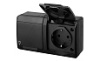 HERMES - Розетка 2x2P+E, 16A/250V, с крышкой, IP44, черный от интернет-магазина amperkin.by