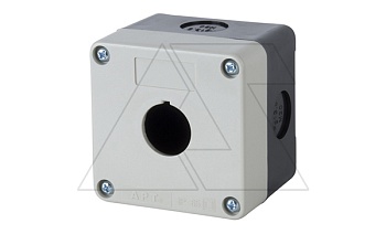 Корпус для поста кнопочного, пластик, серый/черный, 1 место, 72.5×72.5×58.5mm, IP65