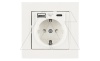 Rita - Розетка 2P+E, USB Type A, USB Type С, 2,4A (однопостовой монтаж в комплекте с рамкой), белый
