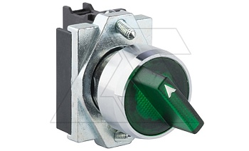 Переключатель PB1S, зеленый, 0-I, фиксация, 1NO, 6A 230VAC/24VDC, с подсветкой без LED, 22mm, IP65