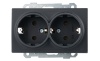 21 - Розетка двойная 2x2P+E, черный мат