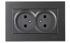 Rita - Розетка двойная 2x2P, (в комплекте с рамкой), дымчатый