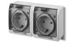 HERMES - Розетка 2x2P+E, 16A/250V, с прозрачной крышкой, IP44, белый