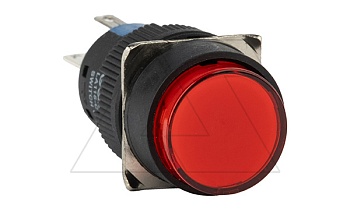 Кнопка плоская LA115-C, возврат, красная, круглая, без подсветки, 1CO, 16mm, IP40