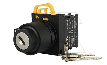 Переключатель PB3E, с ключом, 0-I, фиксация, ключ выним. в 0 и I, 1NO, 6A 230VAC/24VDC, 22mm, IP65