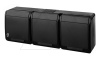 HERMES - Розетка 3x2P+E, 16A/250V, с крышкой, IP44, черный